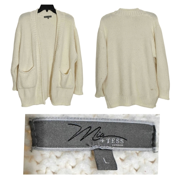 Mia & Tess Sweaters - Mia + Tess Cream Women's Cardigan Sweater
